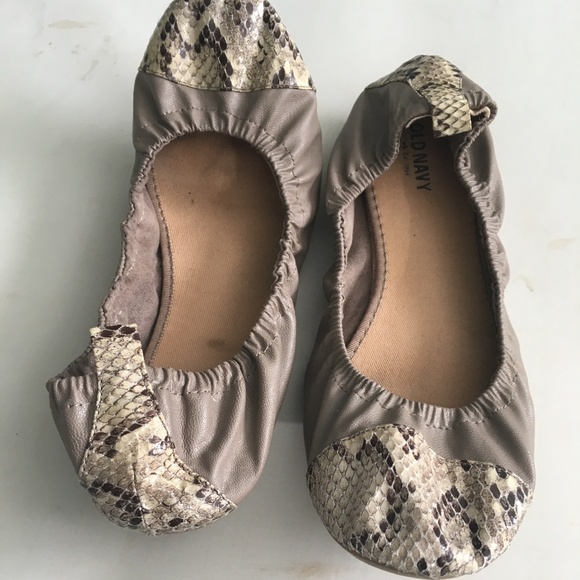 Rare Old Navy Beige Ballet Flats w/Snakeskin 9 - Picture 5 of 5